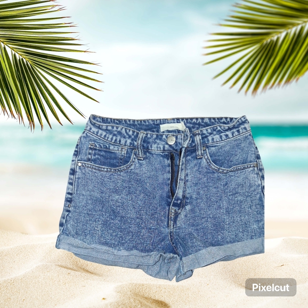 Denim Roll-Hem Women's Shorts - Blue